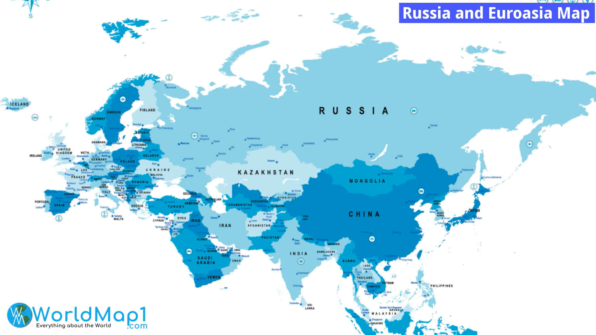 Carte des Russie et de l'Eurasie